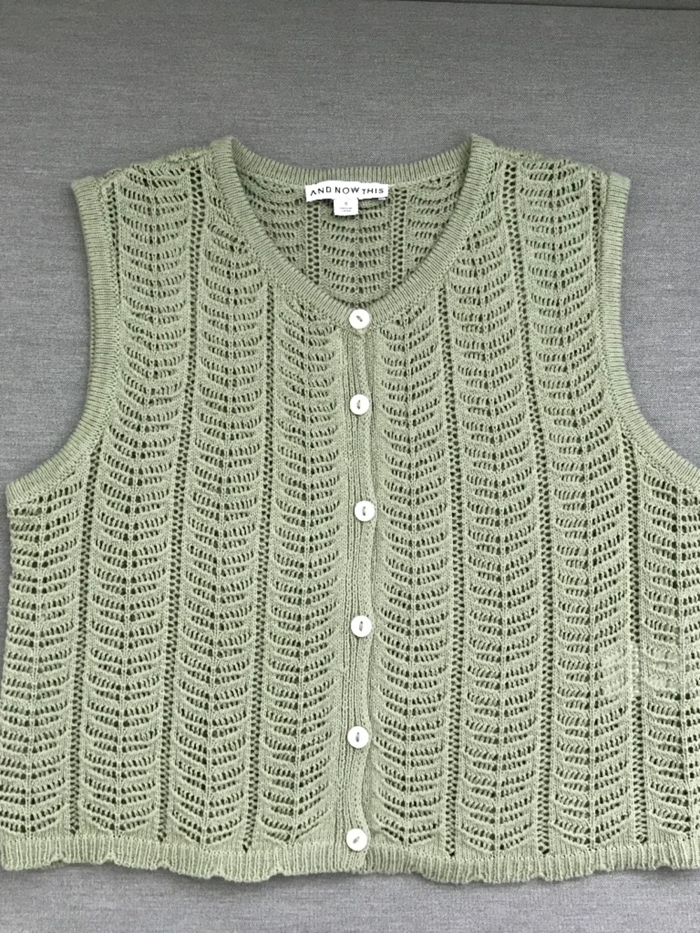 Crochet Sweater-Vest Women’s Sage-color NWT Size S